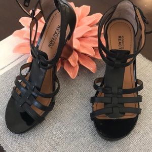 Kenneth Cole Reaction Black Strappy Wedge